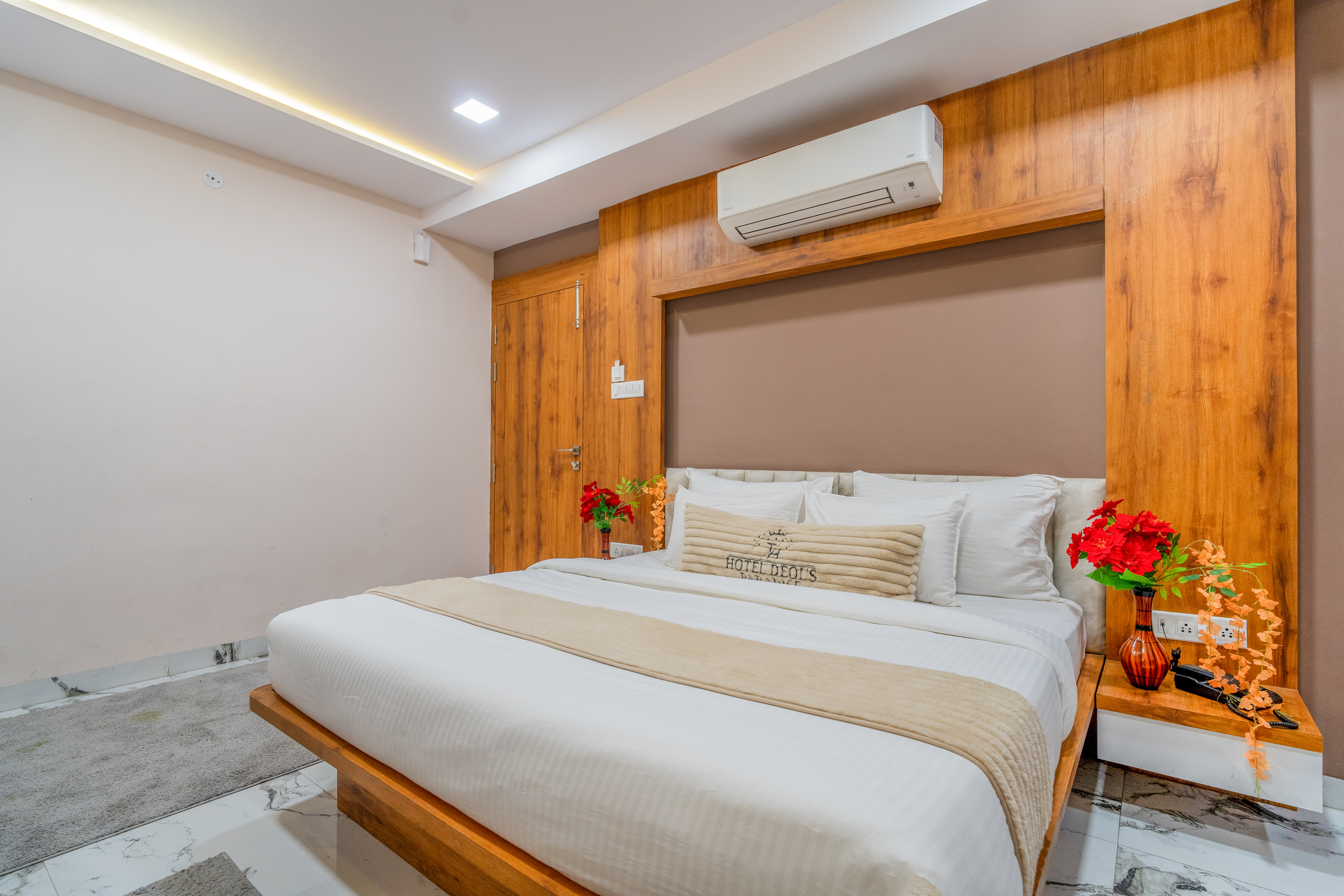 Guest room with fresh flowers